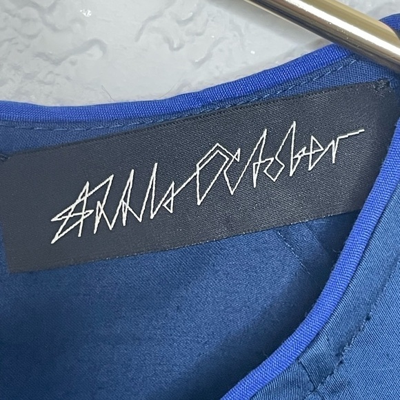 Anna October dress mini cut out shoulders blue sz large - Picture 3 of 8